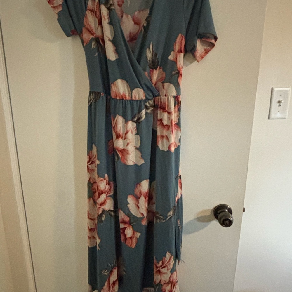 Floral Blue Maternity Dress